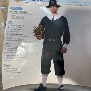 Adult large Black Pilgrim Costume with White Collar
